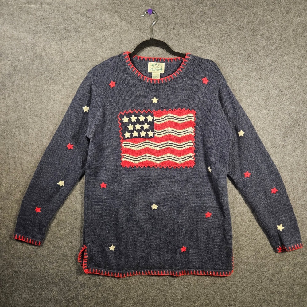 The Quacker Factory Womens Sweater Patriotic Americana Festive Kitschy Sz M READ